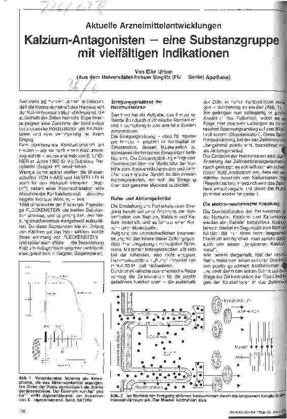 Vorschauseite 1: Kalzium-Anatagonisten - eine Substanzgruppe mit vielfältigen Indikationen/Aktuelle Arzneimittelentwicklung