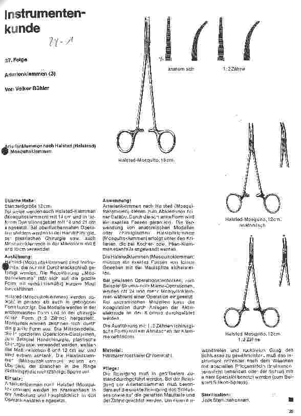 Vorschauseite 1: Instrumentenkunde 37. Folge: Arterienklemmen (3)