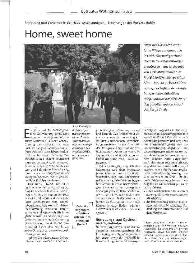 Vorschauseite 1: Betreuung und Sicherheit in der Häuslichkeit anbieten - Erfahrungen des Projekts SIMBA Home, sweet home