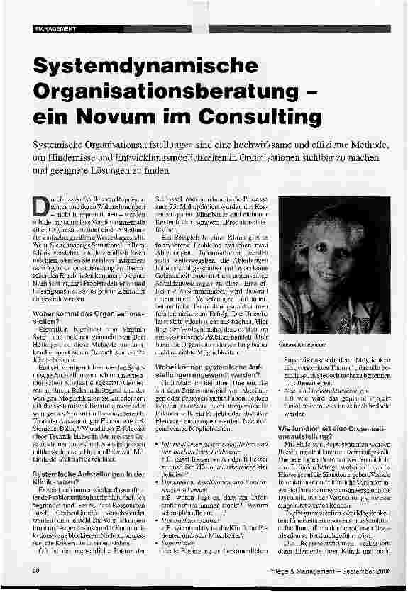 Vorschauseite 1: Systemdynamische Organisationsberatung -ein Novum im Consulting