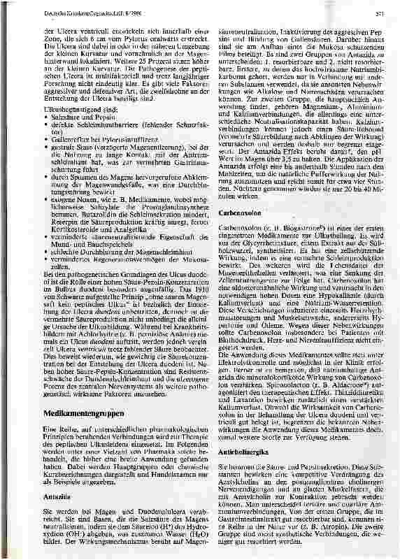 Vorschauseite 2: Gebräuchliche Ulkustherapeutika und ihr Einsatz bei Ulcera ventriculi und duodeni