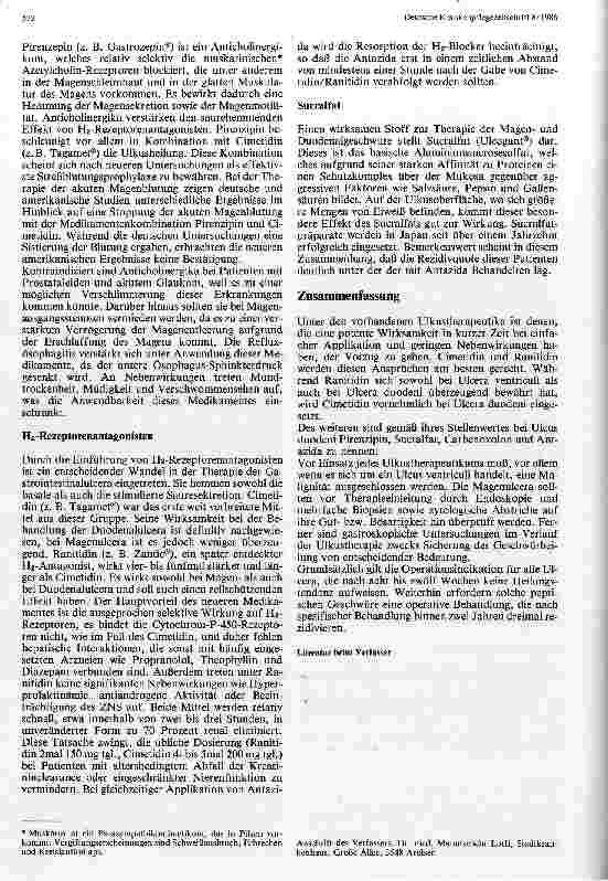 Vorschauseite 3: Gebräuchliche Ulkustherapeutika und ihr Einsatz bei Ulcera ventriculi und duodeni