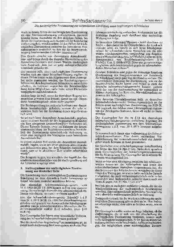 Vorschauseite 2: Die nachträgliche Zustimmung zur ordentlichen Kündigung eines begünstigten Behinderten nach österreichischem Recht - ein Vorbild für Deutschland?