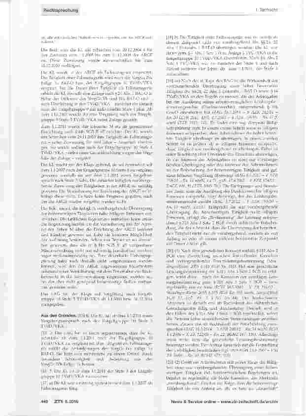 Vorschauseite 2: Eingruppierung einer Fallmanagerin vorübergehende Übertragung einer höherwertigen Tätigkeit billiges ErmessenBAT-0 §§22, 24; BGB §315