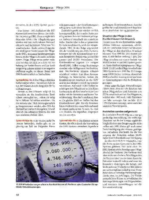 Vorschauseite 2: DRG und Pflege - eine kritische Bilanz Krankenhausfinanzierung: Pflege muss Erlösfaktor werden