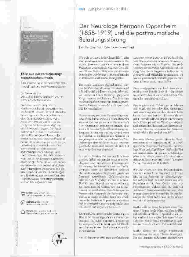 Vorschauseite 1: Der Neurologe Hermann Oppenheim (1858-1919) und die posttraumatische Belastungsstörung