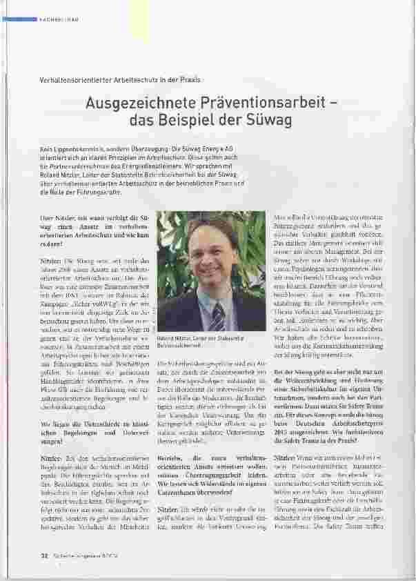 Vorschauseite 1: Ausgezeichnete Präventionsarbeit - das Beispiel der Süwag