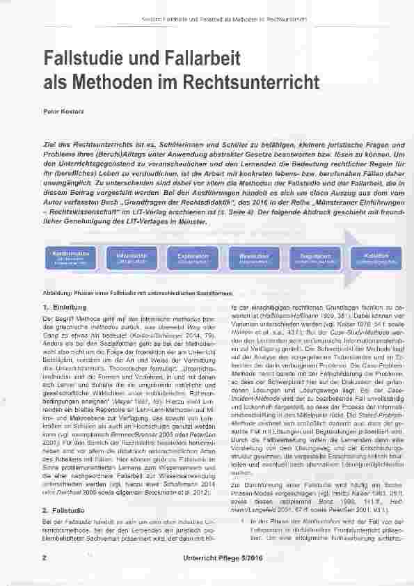 Vorschauseite 1: Fallstudie und Fallarbeit als Methoden im Rechtsunterricht