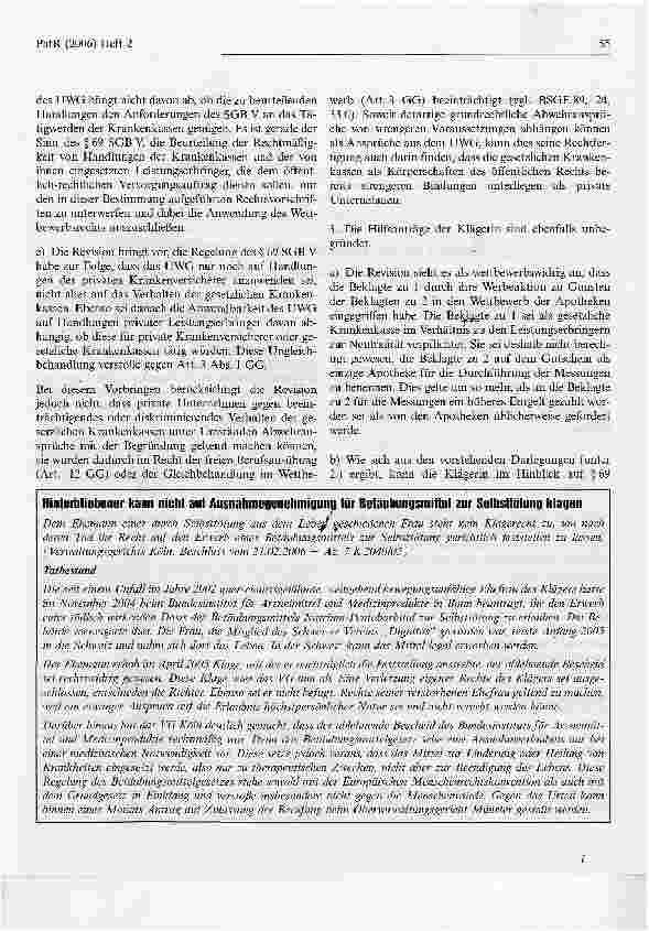 Vorschauseite 5: Keine Beurteilung von Handlungen der Krankenkassen und deren Leistungserbringern nach dem UWG
