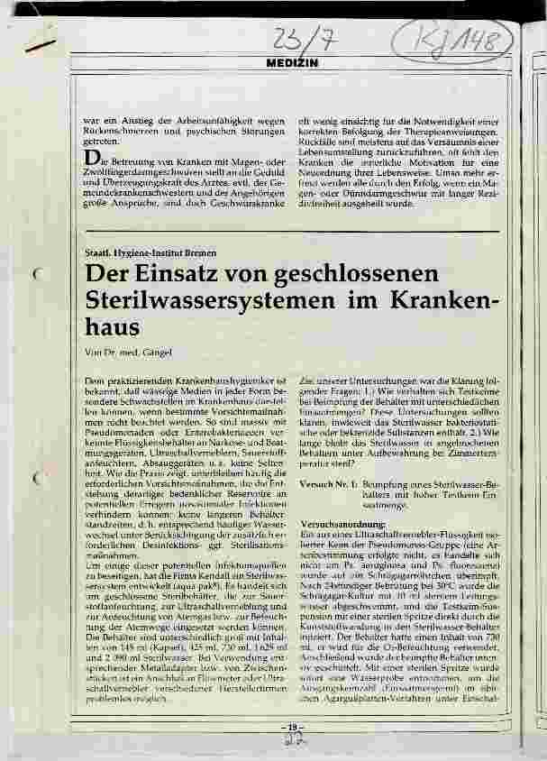 Vorschauseite 1: Der Einsatz von geschlossenen Sterilwassersystemen im Krankenhaus