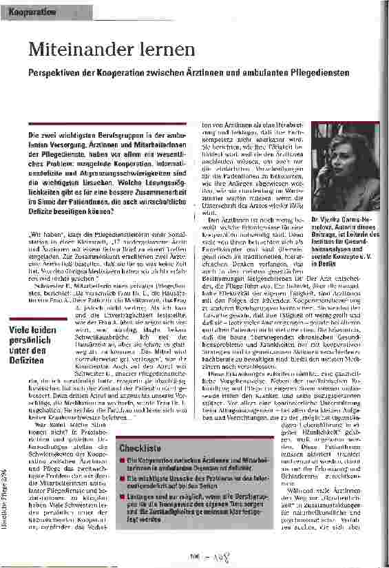 Vorschauseite 1: Miteinander lernen Perspektiven der Kooperation zwischen ÄrztInnen und ambulanten Pflegediensten