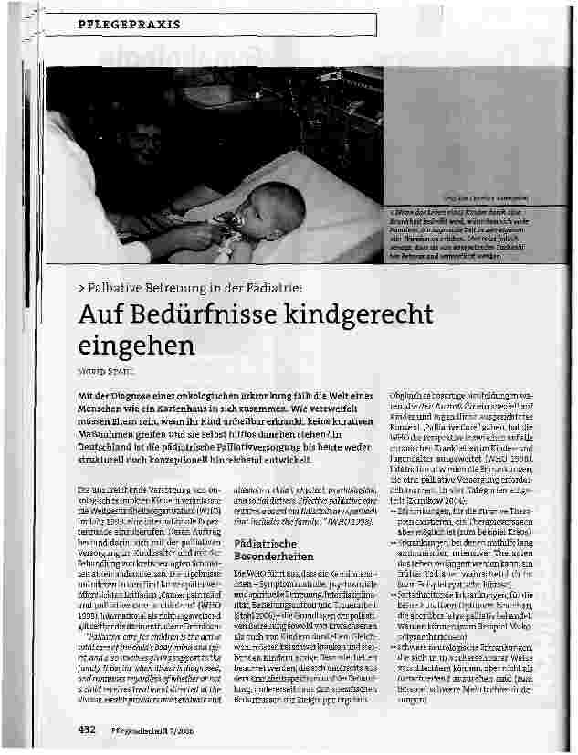Vorschauseite 1: Palliative Betreuung in der Pädiatrie:Auf Bedürfnisse kindgerecht eingehen