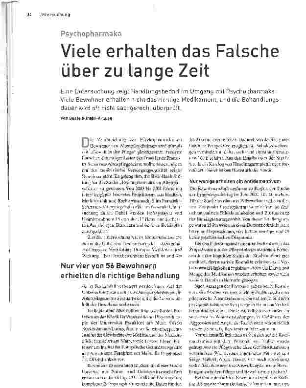 Vorschauseite 1: PsychopharmakaViele erhalten das Falsche über zu lange Zeit