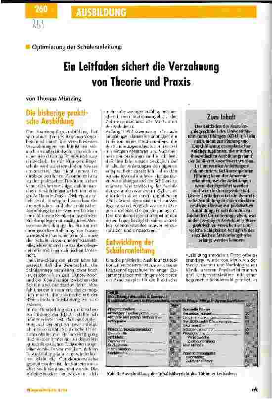 Vorschauseite 1: Ein Leitfaden sichert die Verzahnung von Theorie und Praxis Optimierung der Schüleranleitung