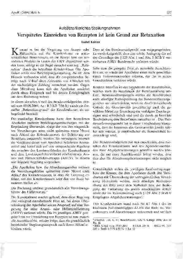 Vorschauseite 1: Verspätetes Einreichen von Rezepten ist kein Grund zur Retaxation