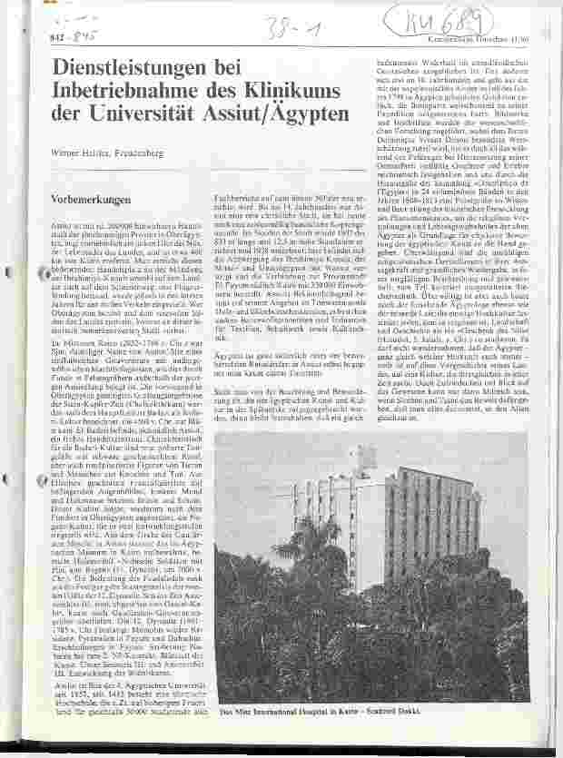 Vorschauseite 1: Dienstleistungen bei Inbetriebnahme des Klinikums der Universität Assiut/Ägypten