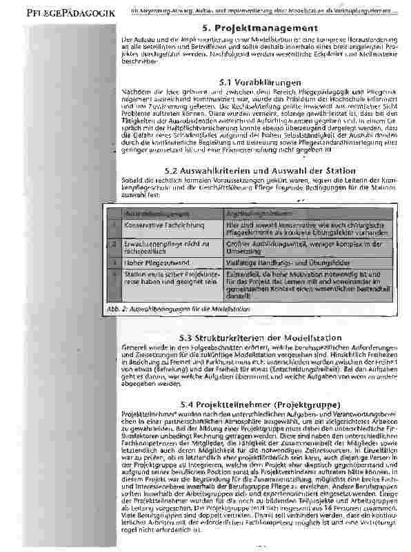 Vorschauseite 5: Aufbau und Implementierung einer Modellstation als Verknüpfungselement der theoretischen und praktischen Krankenpflegeausbildung einer Universitätsklinik