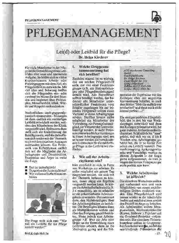 Vorschauseite 1: Pflegemanagement - Lei(d) oder Leitbild für die Pflege?