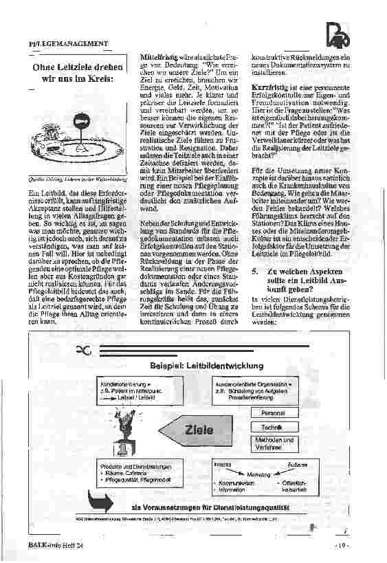 Vorschauseite 3: Pflegemanagement - Lei(d) oder Leitbild für die Pflege?