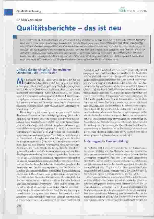 Vorschauseite 1: Qualitätsberichte - das ist neu