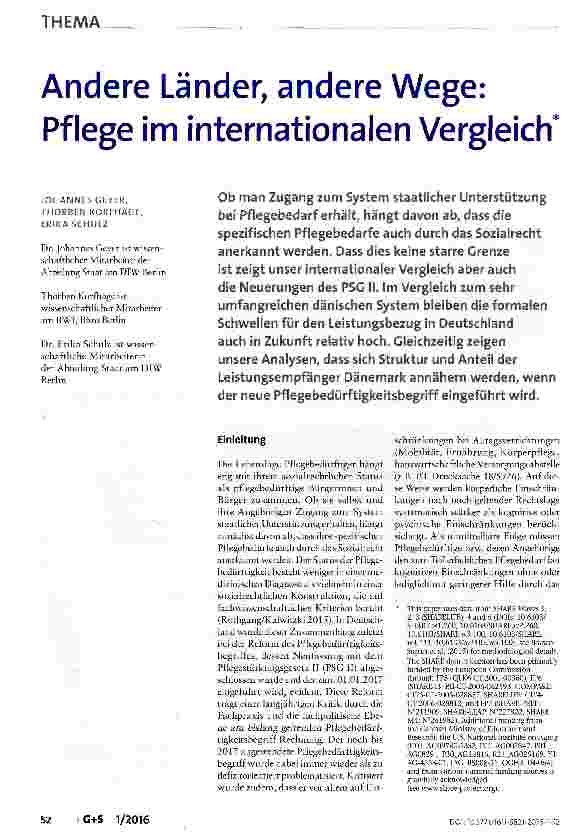 Vorschauseite 1: Andere Länder, andere Wege: Pflege im internationalen Vergleich