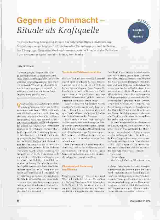 Vorschauseite 1: Gegen die Ohnmacht Rituale als Kraftquelle