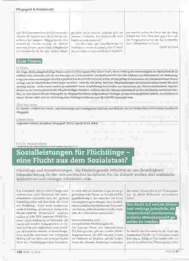 Vorschauseite 1: Sozialleistungen für Flüchtlinge eine Flucht aus dem Sozialstaat?