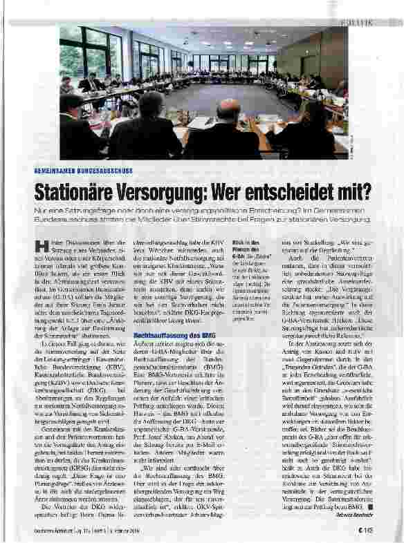 Vorschauseite 1: Stationäre Versorgung: Wer entscheidet mit?
