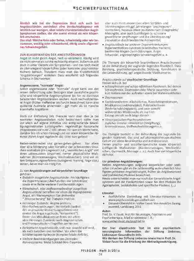 Vorschauseite 3: ANGSTSTÖRUNGEN Liebenauer Gesundheits-Info