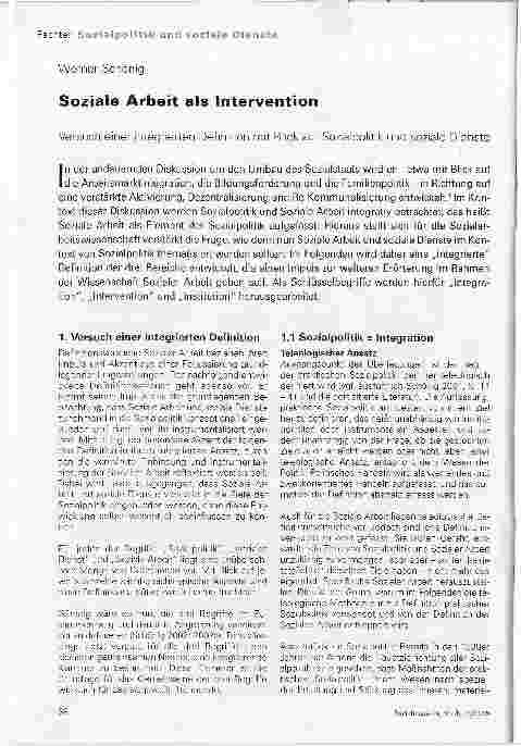 Vorschauseite 1: Soziale Arbeit als InterventionVersuch einer integrierten Definition mit Blick auf Sozialpolitik und soziale Dienste