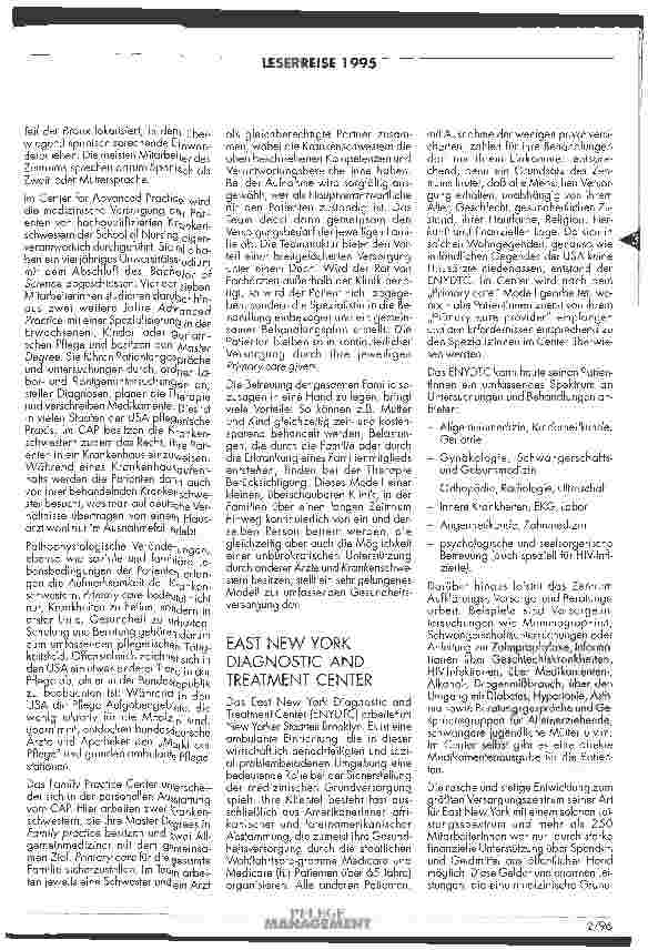 Vorschauseite 2: Die Zukunft liegt in der ambulante Pflege Reisebericht der Leserreise New York City 1995