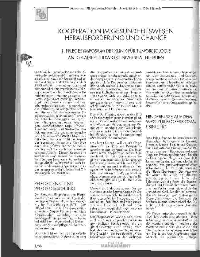 Vorschauseite 1: Kooperation im Gesundheitswesen Herausforderung und Chance