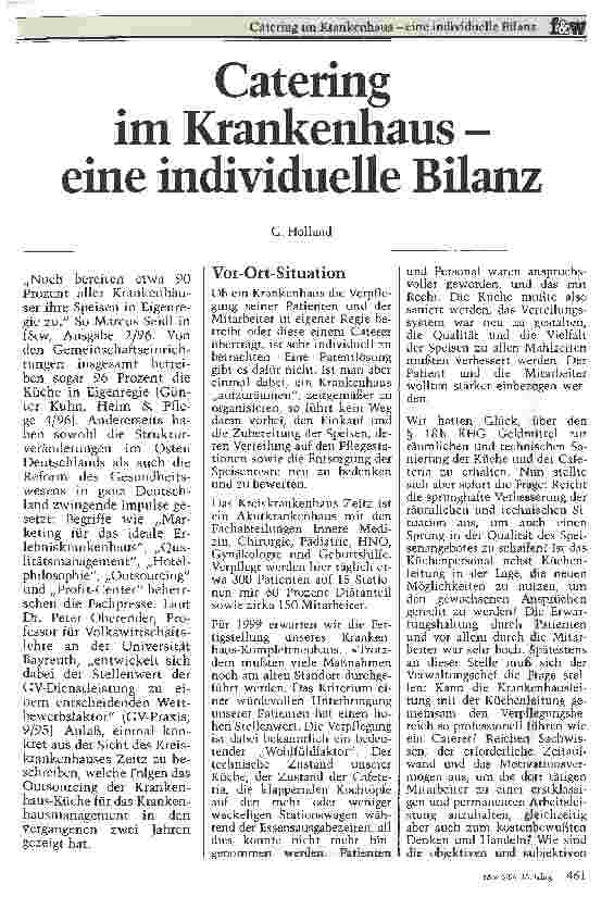 Vorschauseite 1: Catering im Krankenhaus - eine individuelle Bilanz