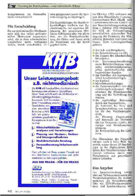 Vorschauseite 2: Catering im Krankenhaus - eine individuelle Bilanz