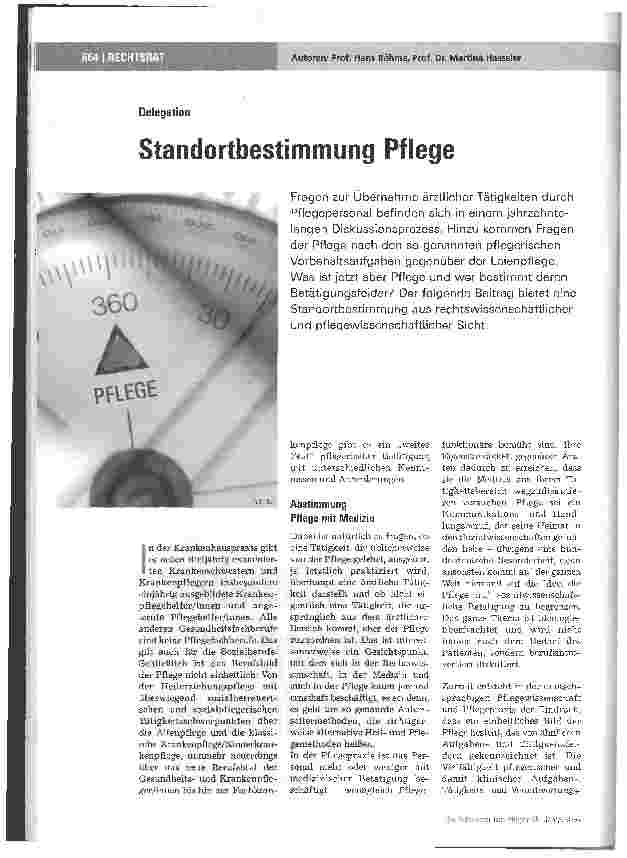 Vorschauseite 1: Standortbestimmung Pflege