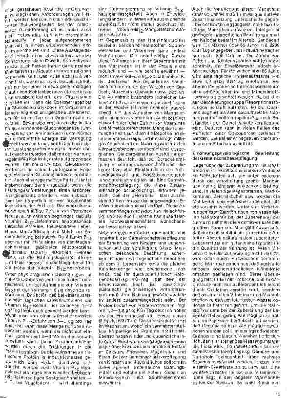 Vorschauseite 2: Einfluß der Ernährung auf Gesundheit und Leistungsfähigkeit 17. Folge: Gemeinschaftsverpflegung