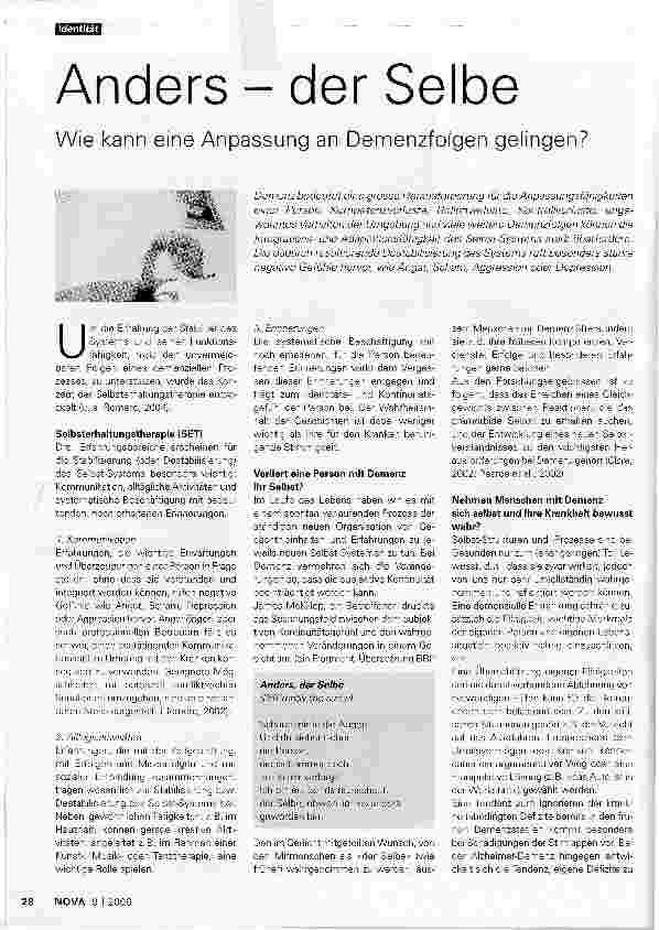 Vorschauseite 1: Anders - der SelbeWie kann eine Anpassung an Demenzfolgen gelingen?