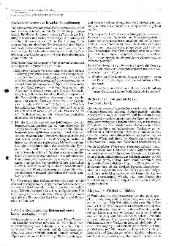 Vorschauseite 3: Krankenhausplanung: Zuviele Betten