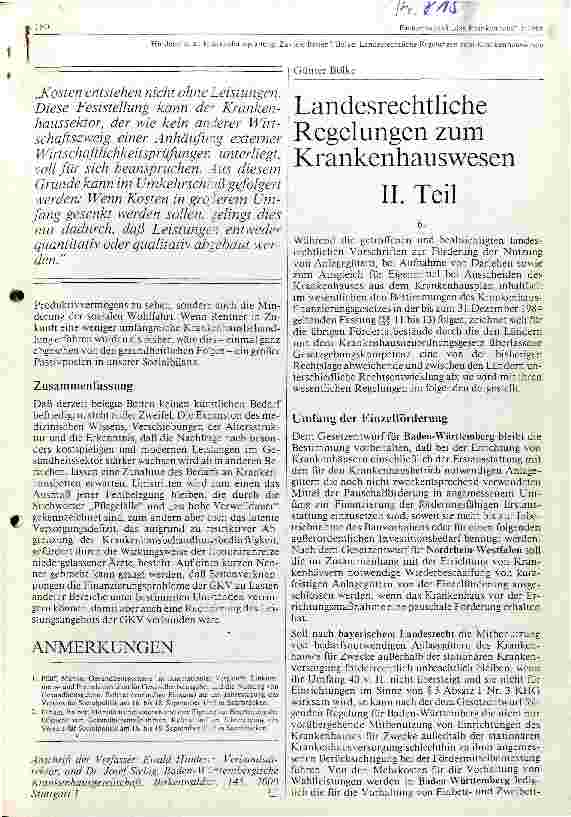 Vorschauseite 4: Krankenhausplanung: Zuviele Betten