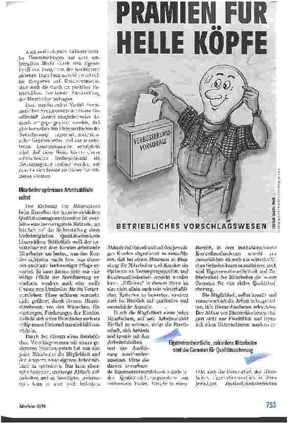Vorschauseite 2: Querdenker erwünscht Betriebliches Vorschlagwesen als Beitrag zur Qualitätsentwicklung