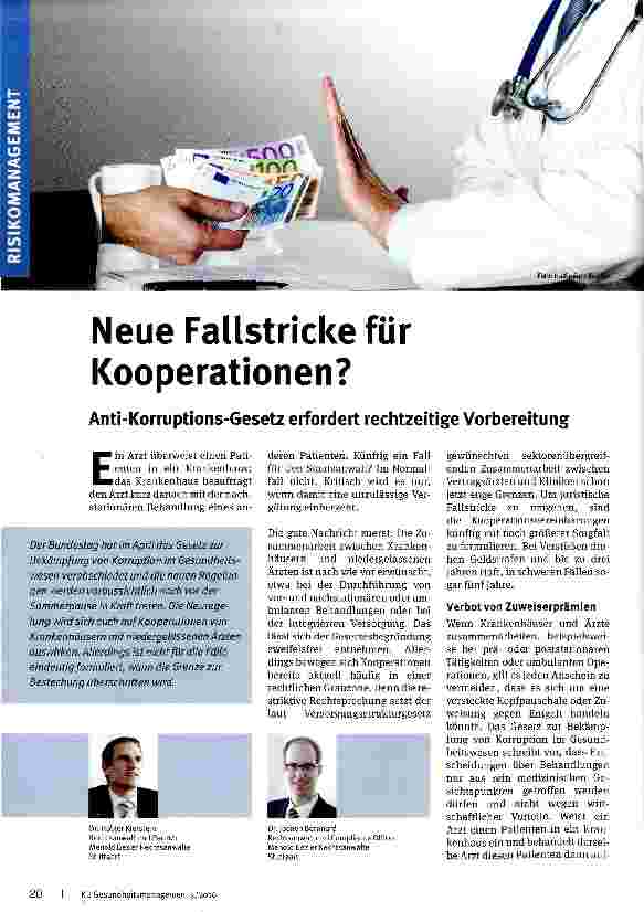 Vorschauseite 1: Neue Fallstricke für Kooperationen?