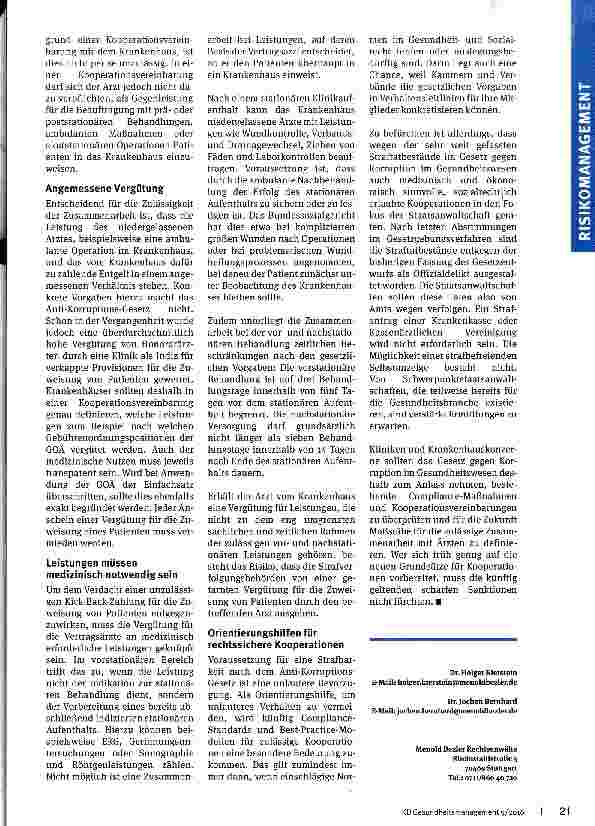 Vorschauseite 2: Neue Fallstricke für Kooperationen?