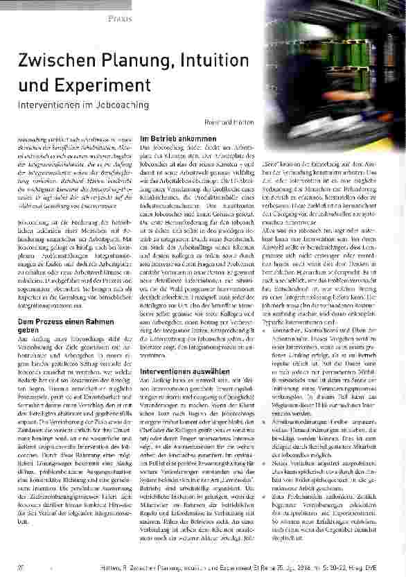 Vorschauseite 1: Zwischen Planung, Intuition und Experiment