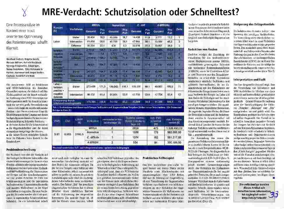 Vorschauseite 1: MRE-Verdacht: Schutzisolation oder Schnelltest?