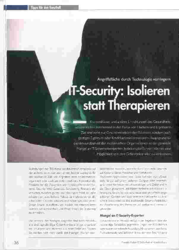 Vorschauseite 1: IT-Security: Isolieren statt Therapieren