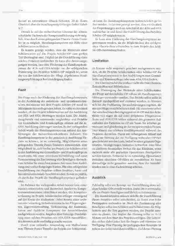 Vorschauseite 6: Auszubildende im OP Mehr Handiungskompetenz durch Theorie-Praxis Transfer
