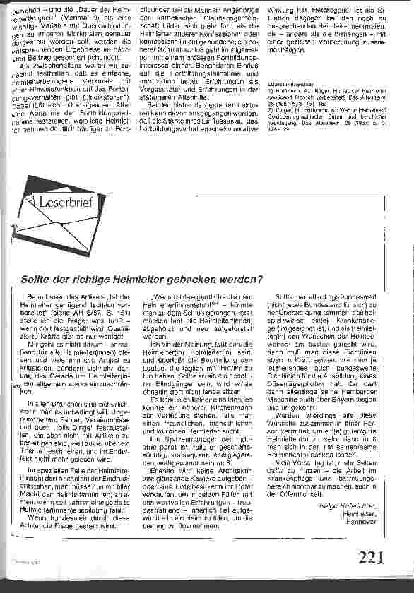 Vorschauseite 5: Fortbildungsteilnahme: Auch auf den Heimleiter kommt es an!