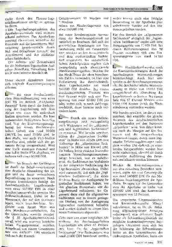 Vorschauseite 3: Neue Logistik für Arzneimittelversorgung Rationalisierungspotentiale und Funktionsanreicherung der Krankenhausapotheke