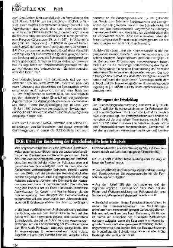 Vorschauseite 2: Landesweite Punktwerte für Sonderentgelte und Fallpauschalen Kein Erdrutsch durch Bundesverwaltungsgerichtsurteil zu erwarten