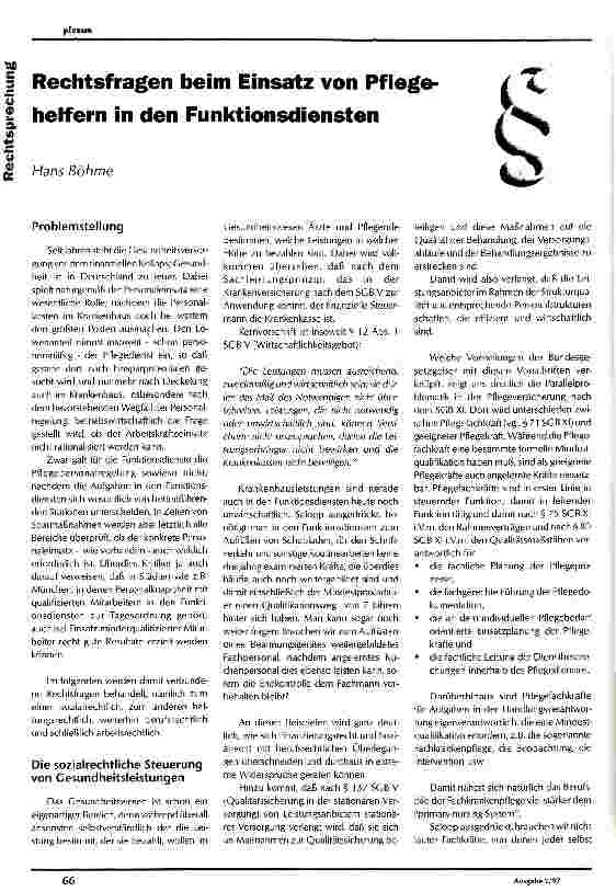 Vorschauseite 1: Rechtsfragen beim Einsatz von Pflegehelfern in den Funktionsdiensten